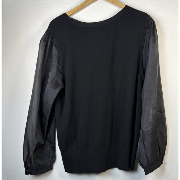 Talbots womens 2X sheer sleeves designer cocktail party Sweater Top Black NWT - Picture 9 of 13